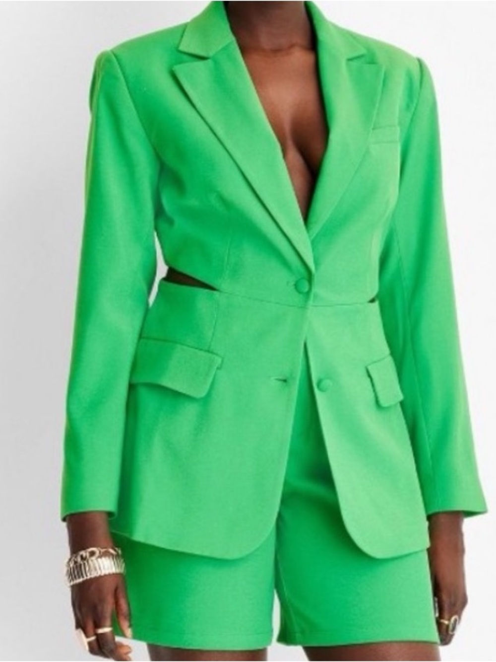 Tailored Emerald Cutout Blazer - Women's Green Suit Jacket